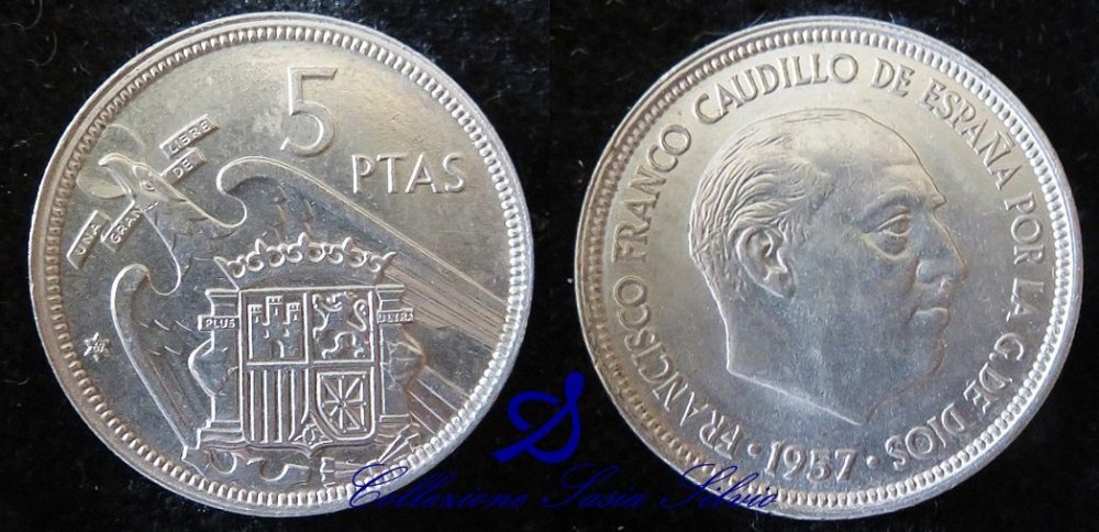 0002 - Stato Spagnolo - 5 Pesetas Francisco Franco  - Anno 1967 - Zecca di Madrid - PA 1,00 Piasco (CN) - Cupronichel _ Scatola n. 1.jpg