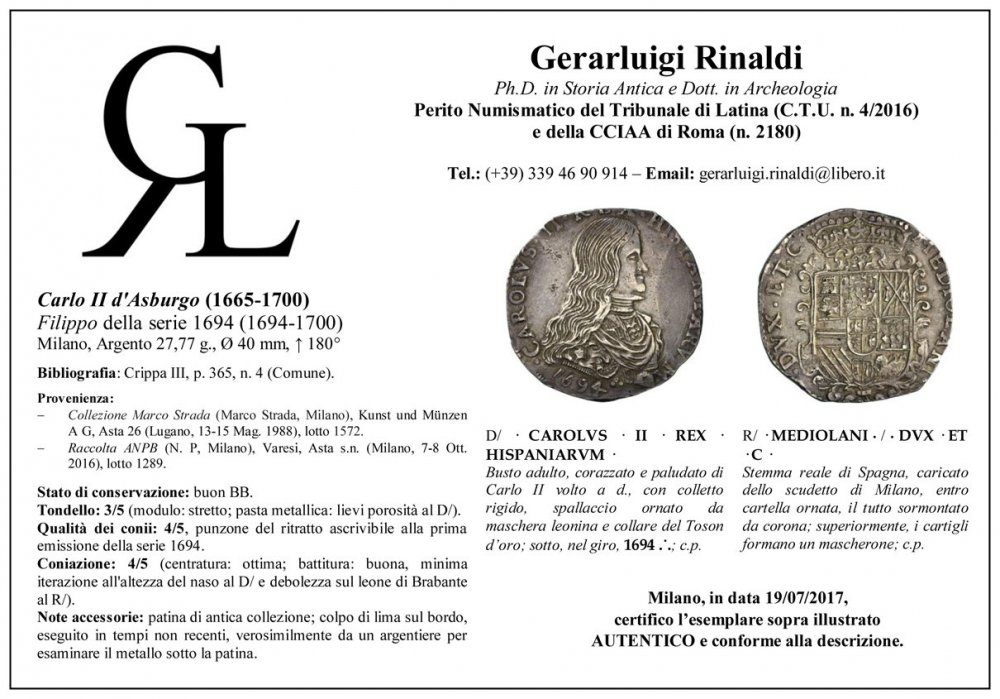 Perizia Rinaldi, filippo Carlo II.jpg