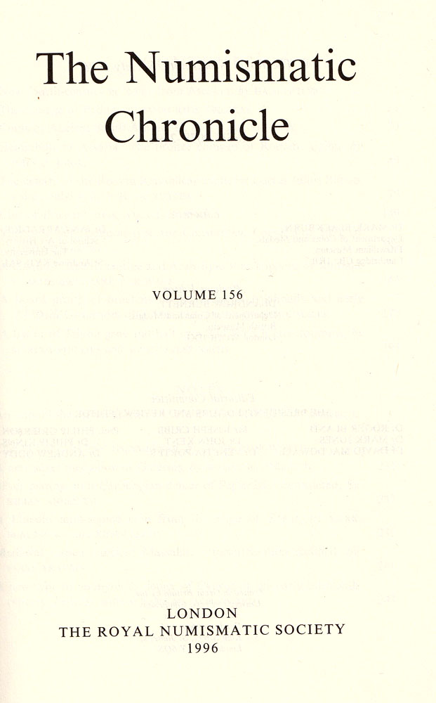 The Numismatic Chronicle 1996, volume 156
