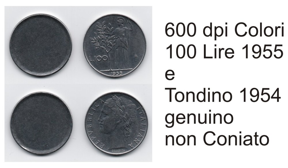 100Lire 1955 + Tondino 1954 non Coniato.JPG