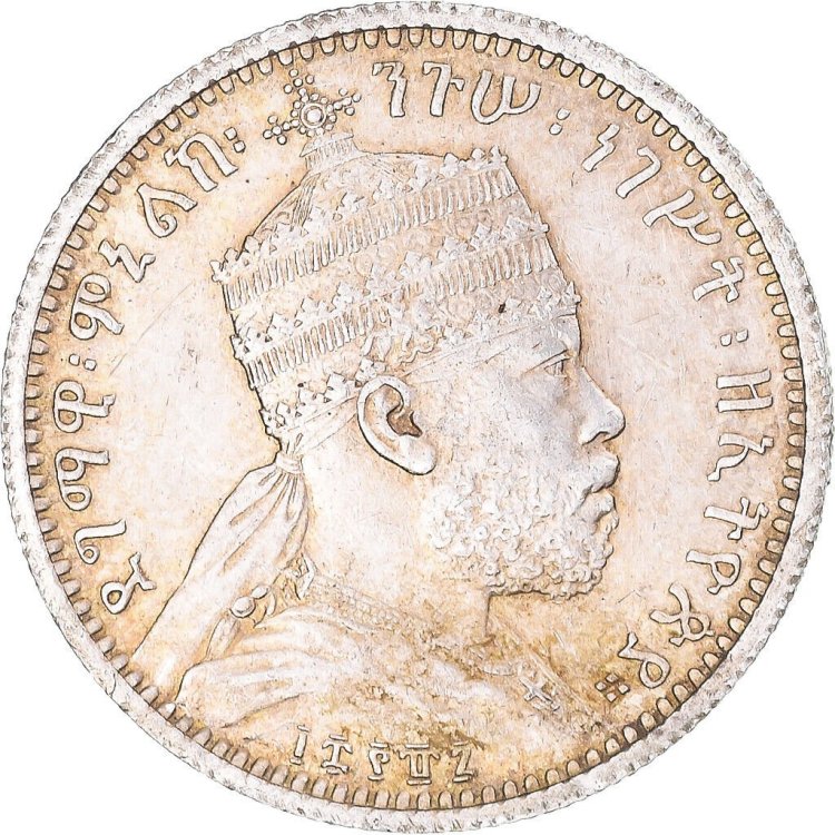 Menelik, fine '800, moneta denominata Birr.jpg
