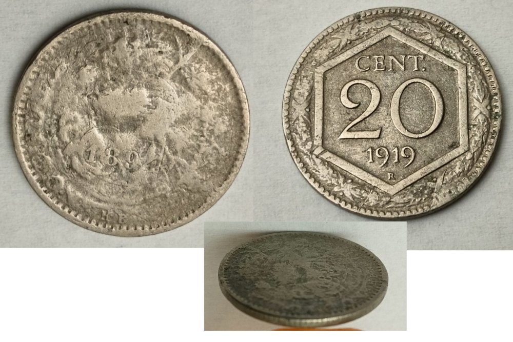 20 CENTESI ESAGONO RIGATO E RETRO NON CONIATO.jpg