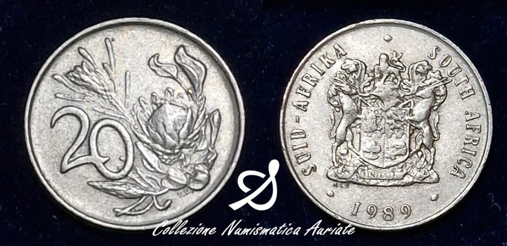 0002 - Repubblica del Sudafrica - 20 Centesimi - Protea Reale - anno 1896 - Zecca di Pretoria - Cupronichel.jpg