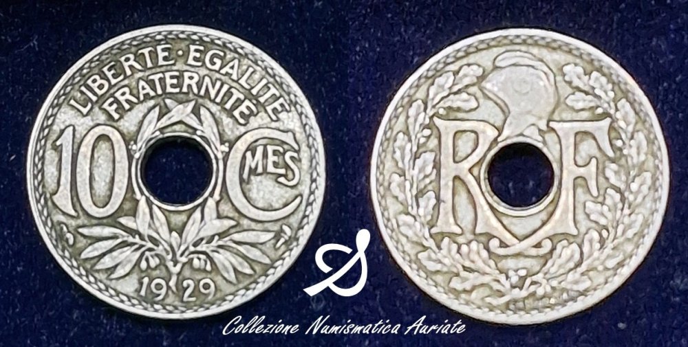 0004 - Terza Repubblica Francese - 10 Centesimi Lindauer - Zecca di Parigi - Anno 1929 - Cupronichel - tiratura 24530971 - Benevagienna (CN) - € 0,50.jpg