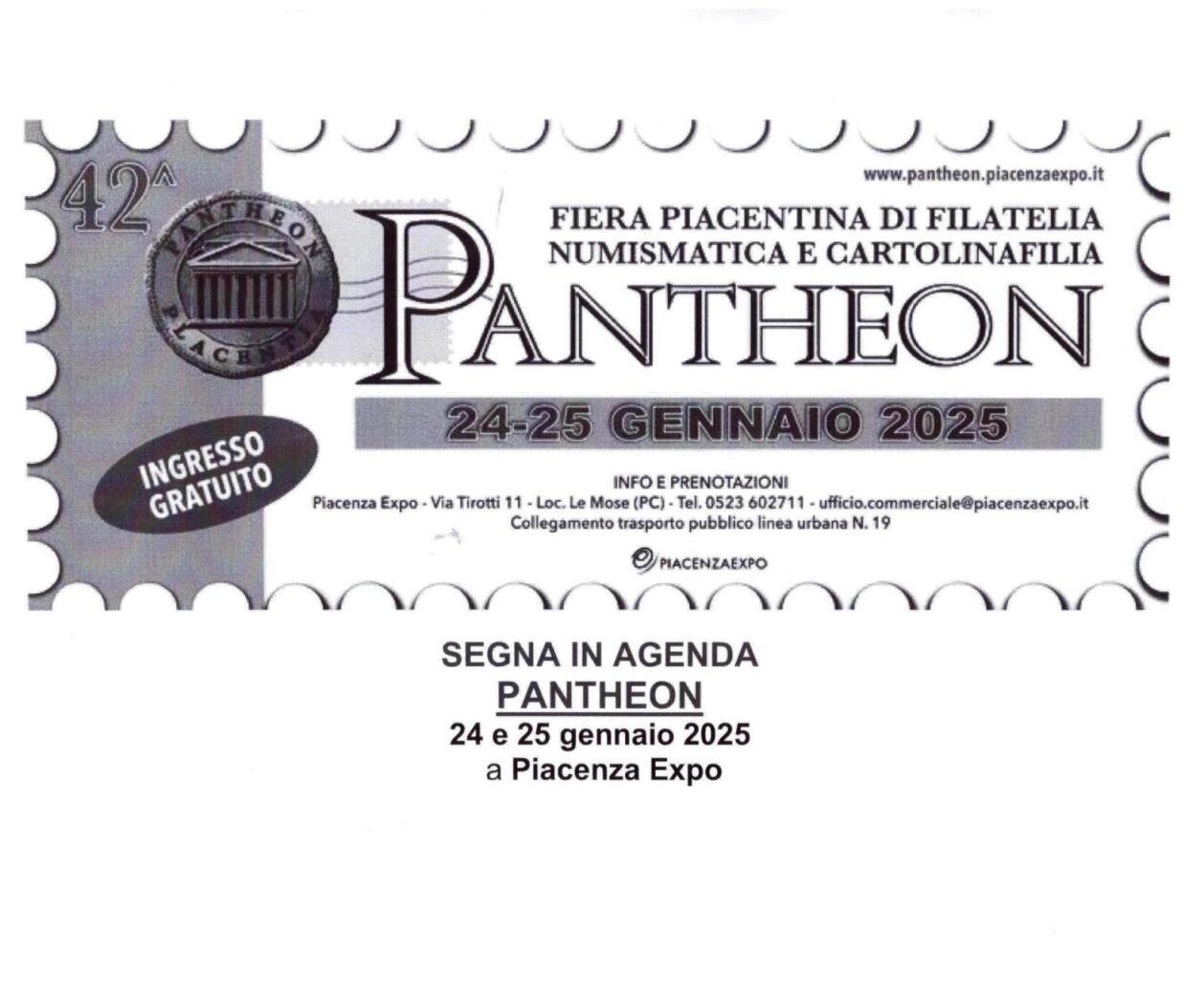 24 25 Gennaio 2025 Convegno Pantheon a Piacenza Segnalazione mostre