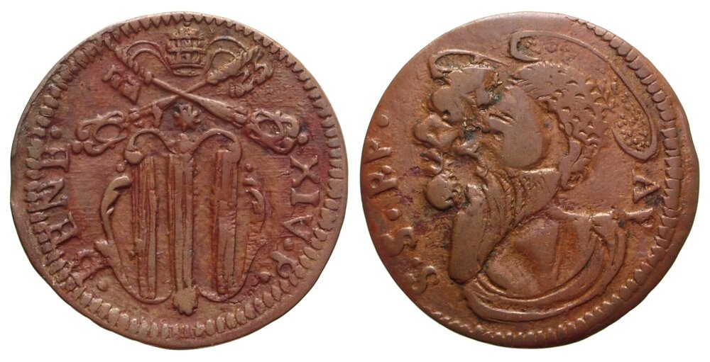 Quattrino Ben. XIV Gubbio due santi.jpg