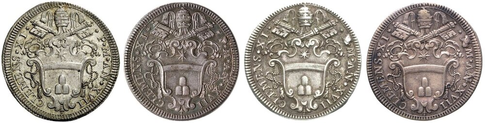 Evoluzione conio Testone A.XVII Clemente XI.jpg