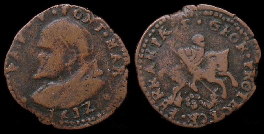 Quattrino inedito Paolo V Ferrara 1612.jpg