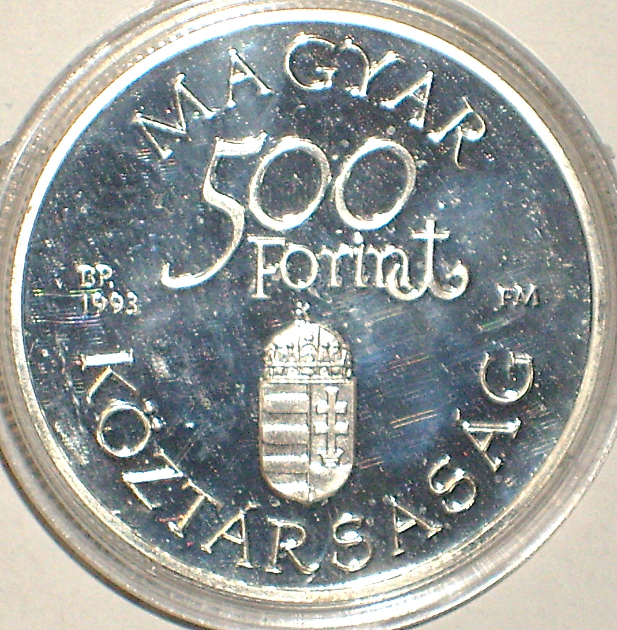 Scambio moneta ungherese 500 forint 1993 argento