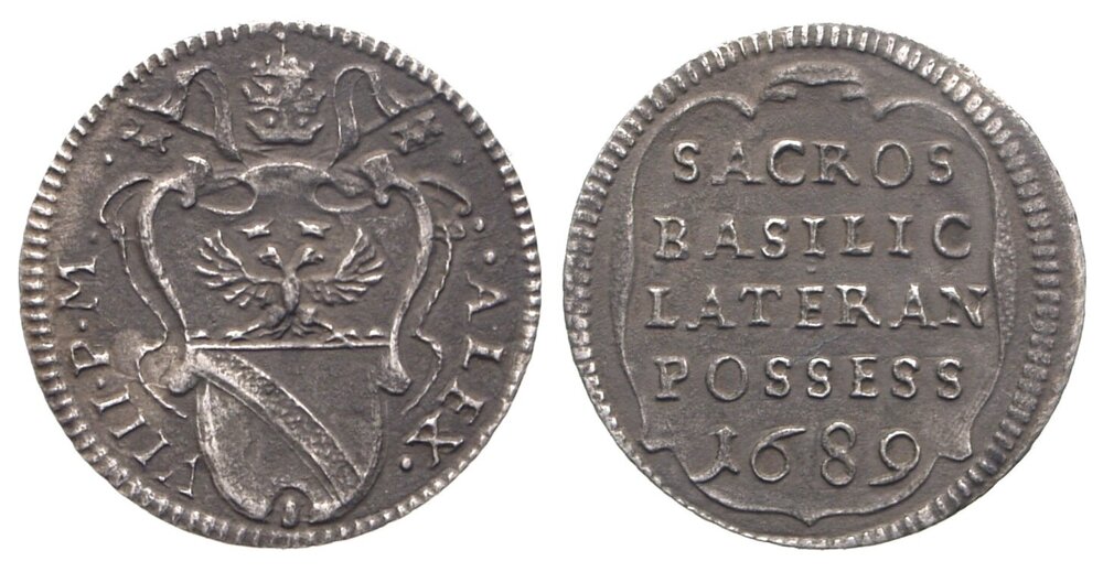 Mezzo grosso Alessandro VIII 1689 POSSESSO Roma.JPG