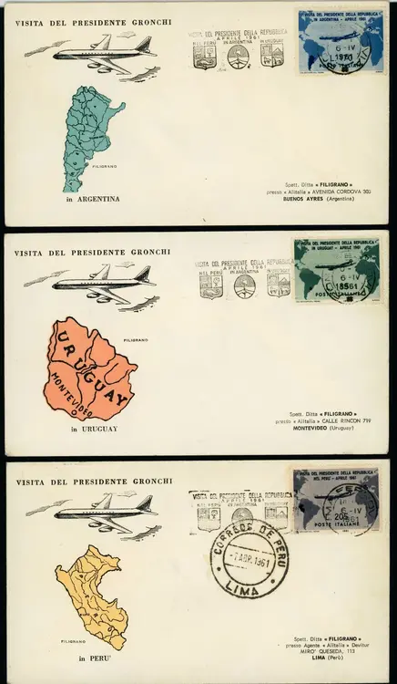 E311 ARGENTINA 3 COPERTINE POSTA AEREA 1961.webp