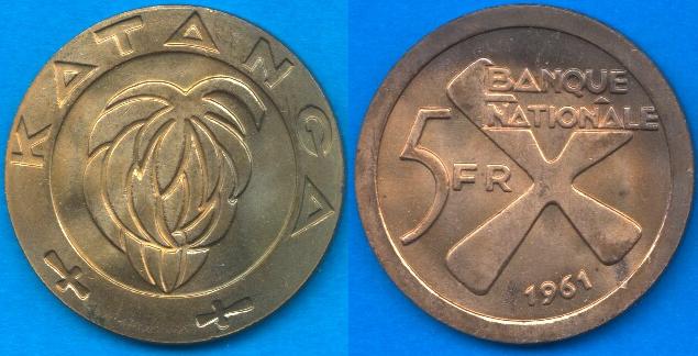 Katanga 5 franchi (bronzo)