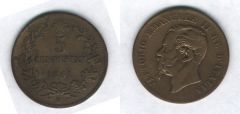 5 centesimi Valore 1861, Bologna - Vittorio Emanuele II