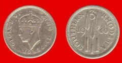 3 pence Rhodesia meridionale Giorgio VI imp.