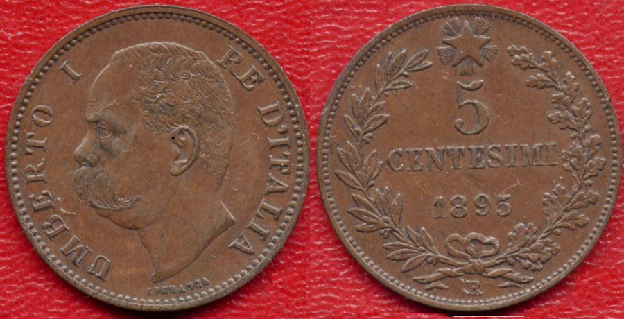 Regno d'Italia - Umberto I - 5 centesimi di lira