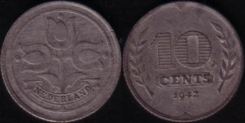 Paesi Bassi – 10 Cents – 1942