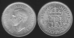 Sixpence - re Giorgio VI - I tipo